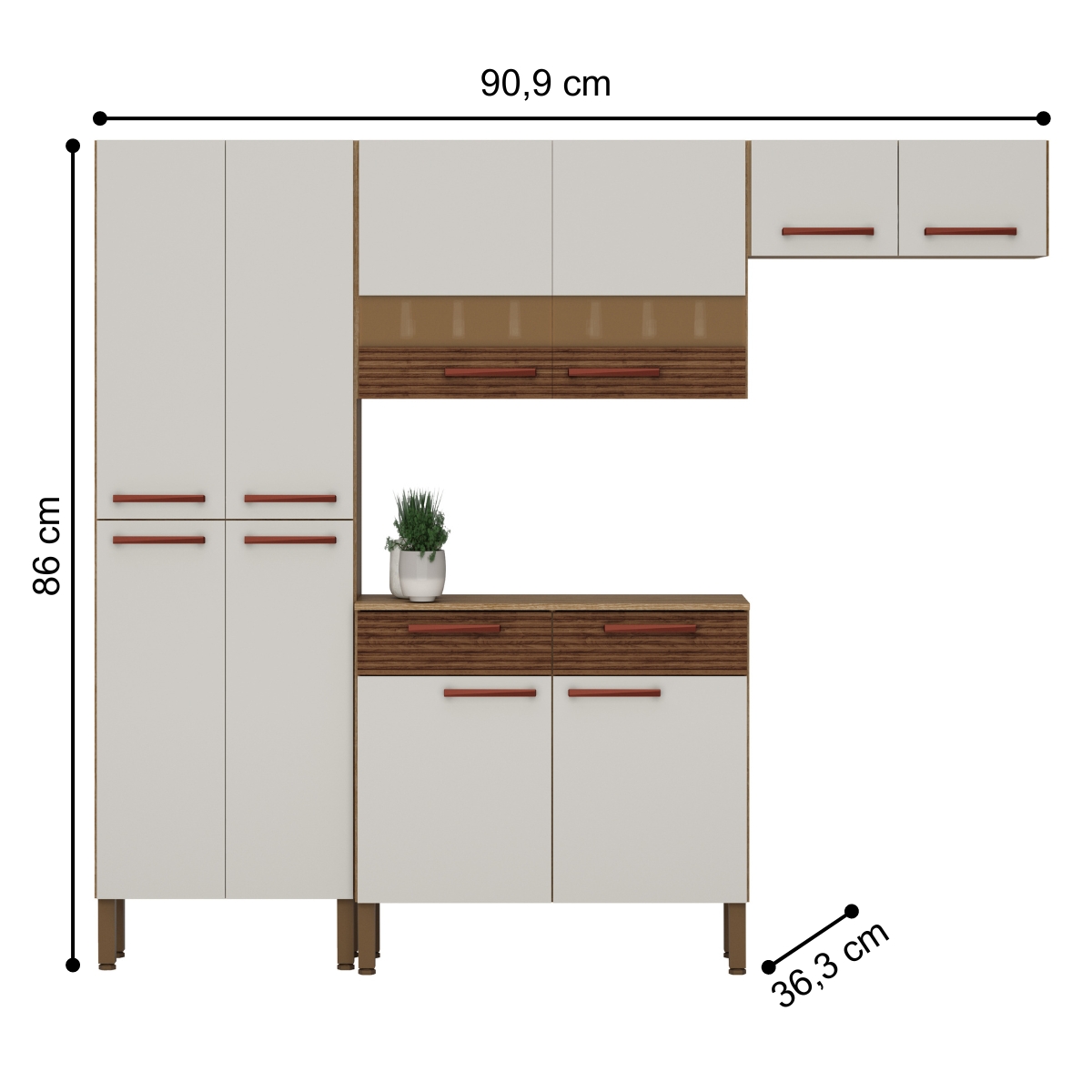 Kit de Cozinha Completo Brest Nogueira Off White