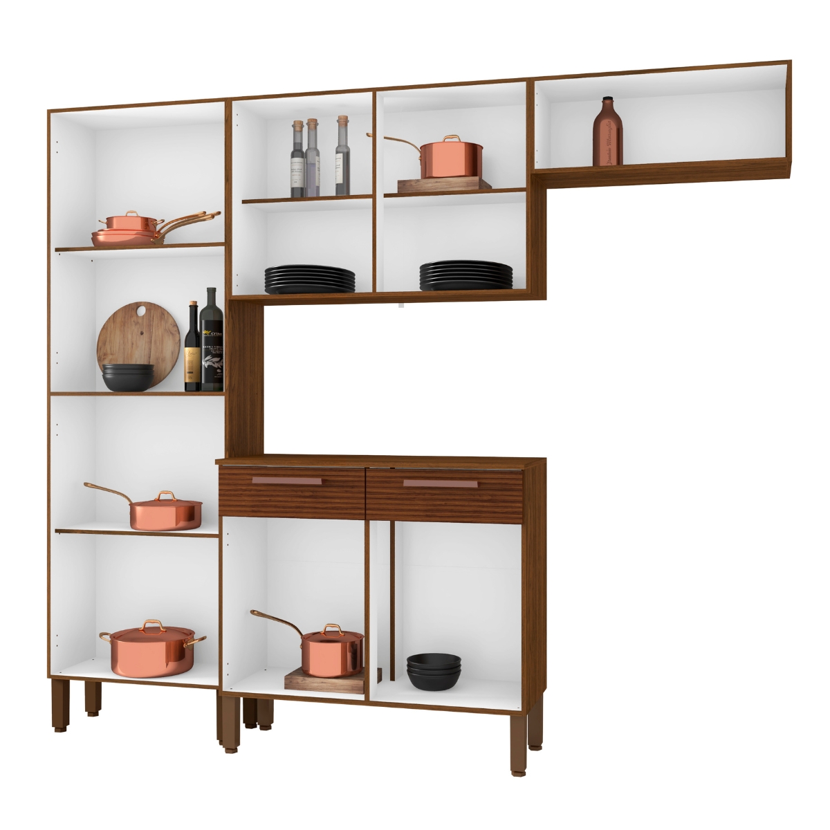 Kit de Cozinha Completo Brest Nogueira Off White