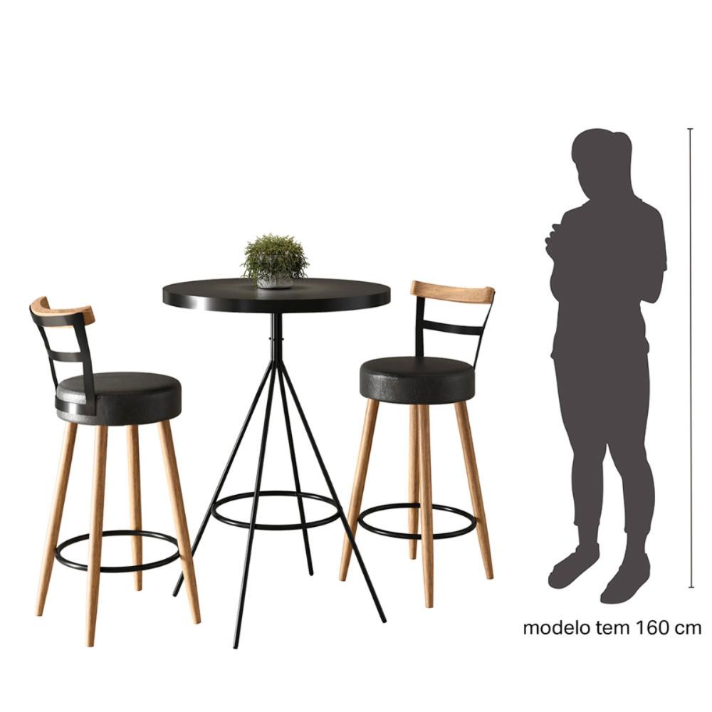 Kit de Mesa Com 2 Banquetas - Grecia Preto