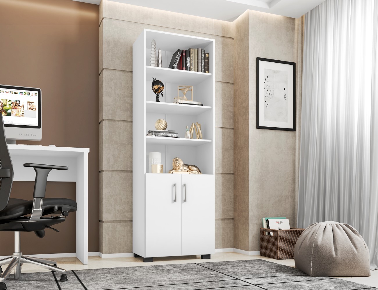 Livreiro Multiuso com Portas Samara Branco