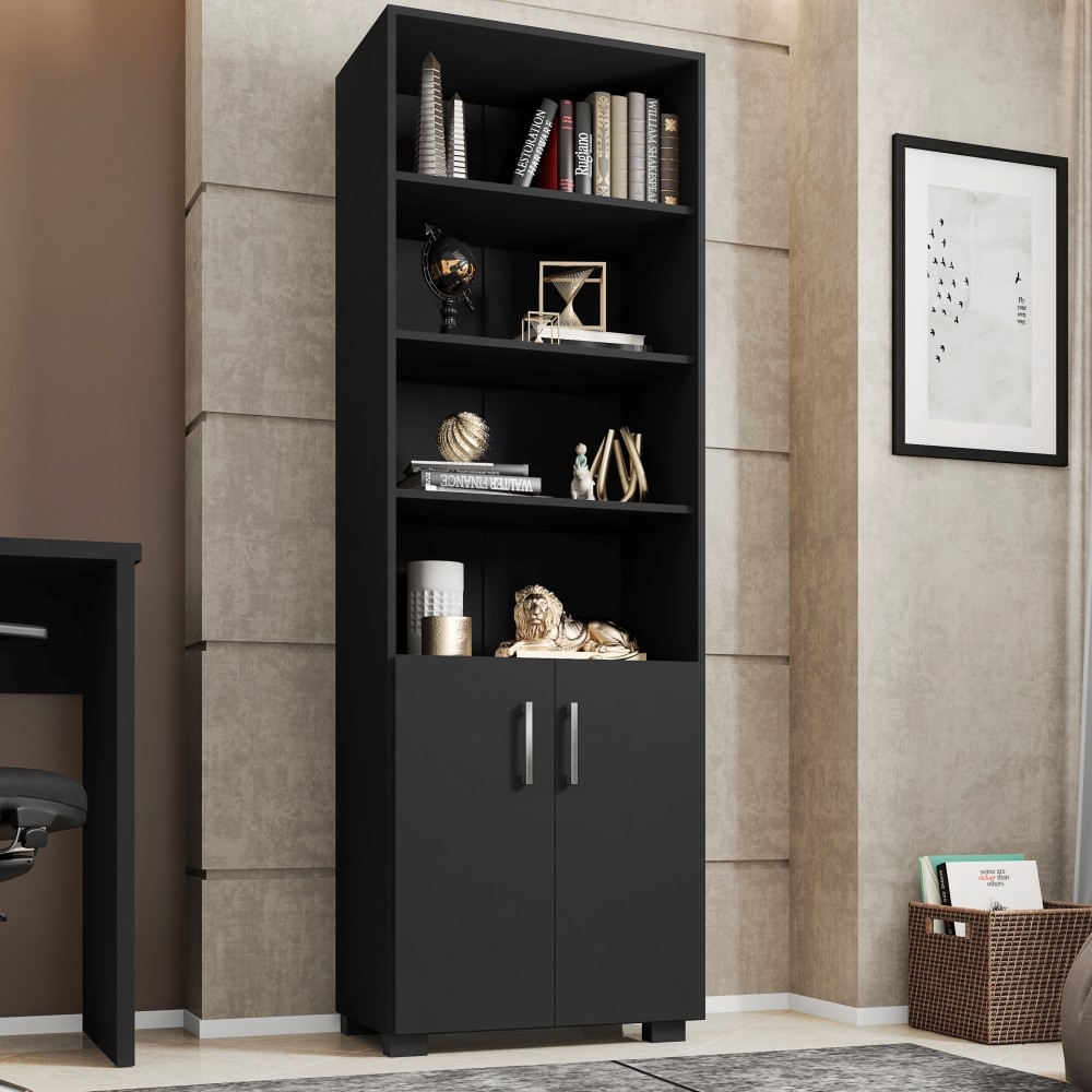 Livreiro Multiuso com Portas Samara Preto