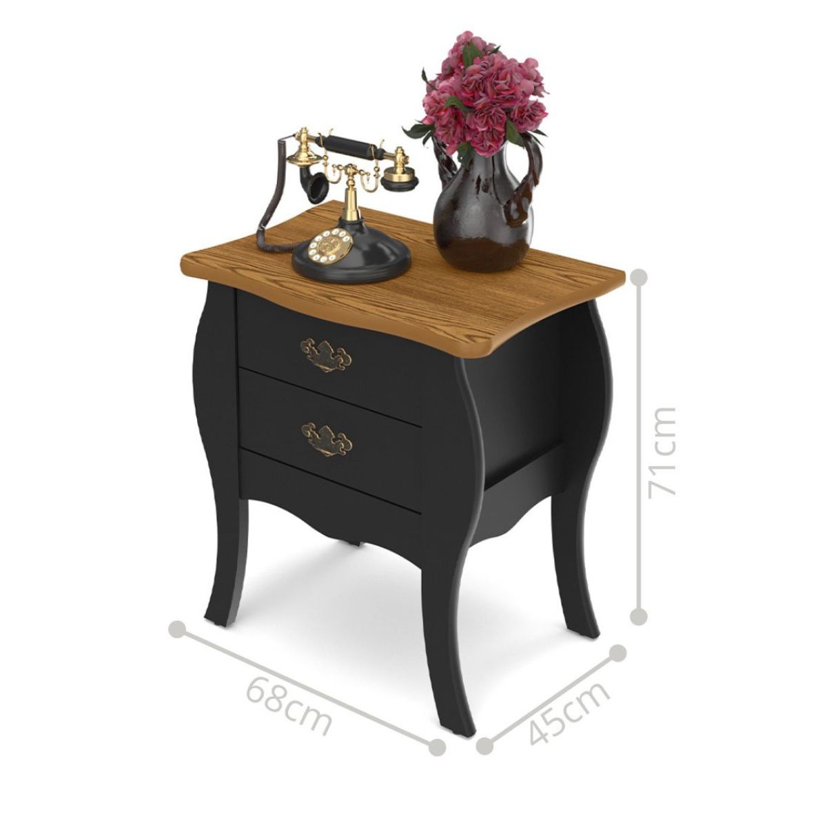 Mesa 2 Gavetas Colina Preto Acetinado Cumarú