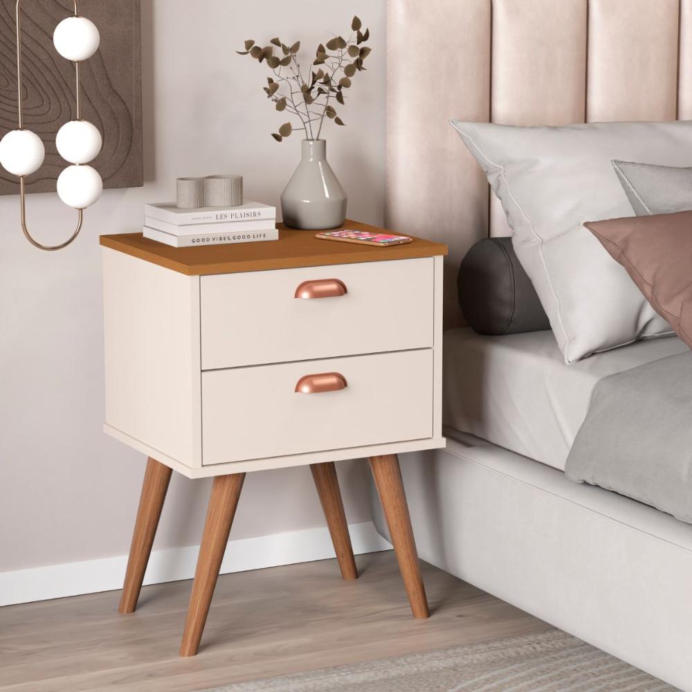 Mesa Apoio 2 Gavetas Lanciano Off White Nature