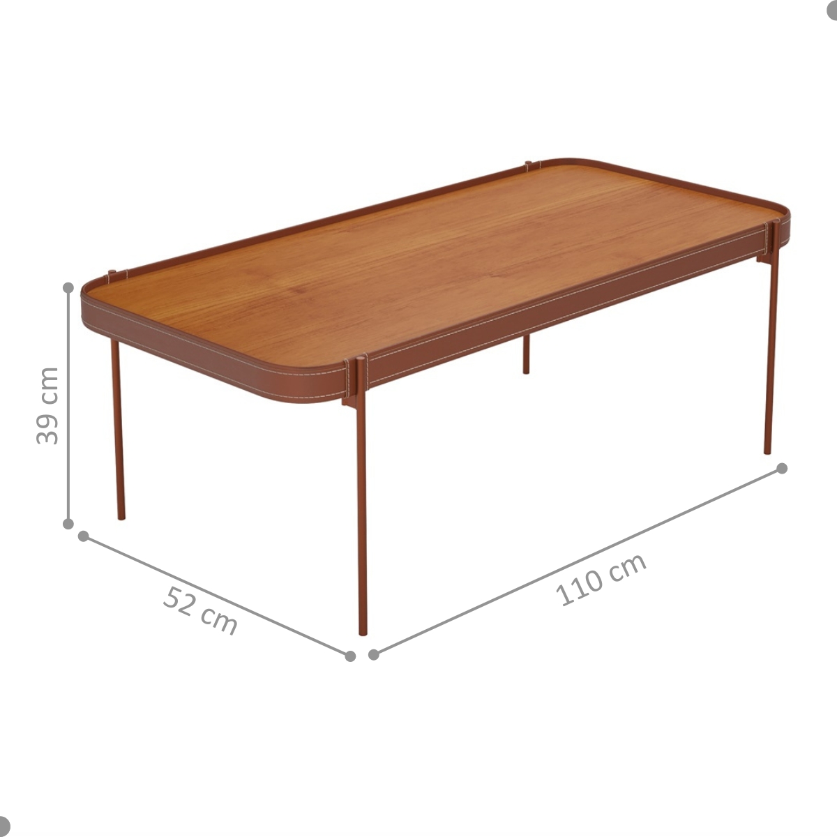 Mesa Centro Retangular para Sala Seul Nature Cobre