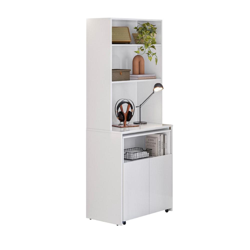 Mesa Com Estante Para Quarto Pequim Branco