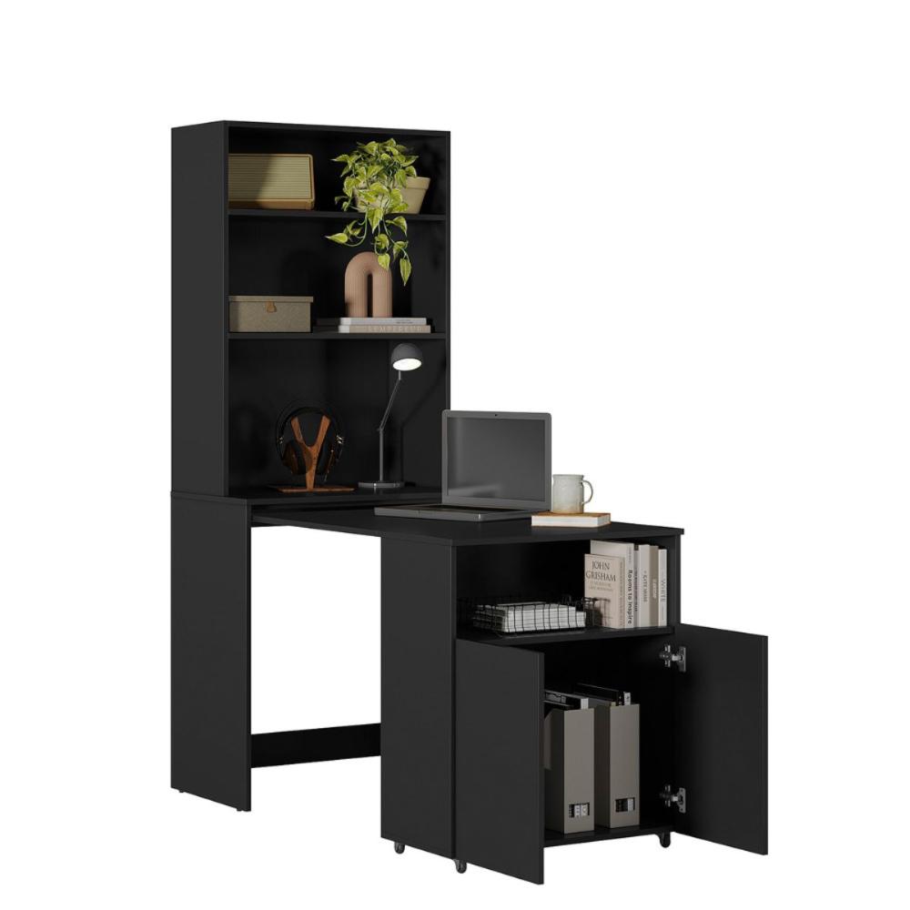 Mesa Com Estante Para Quarto Pequim Preto
