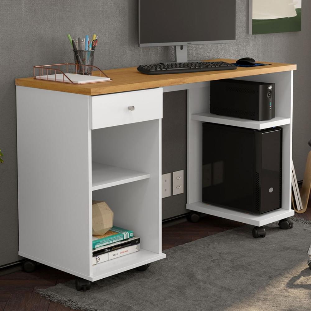 Mesa Computador 1 Gaveta Mari Branco Cinamomo