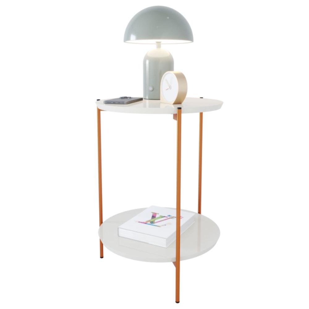 Mesa De Apoio Lateral Morada Off White/Bronze 