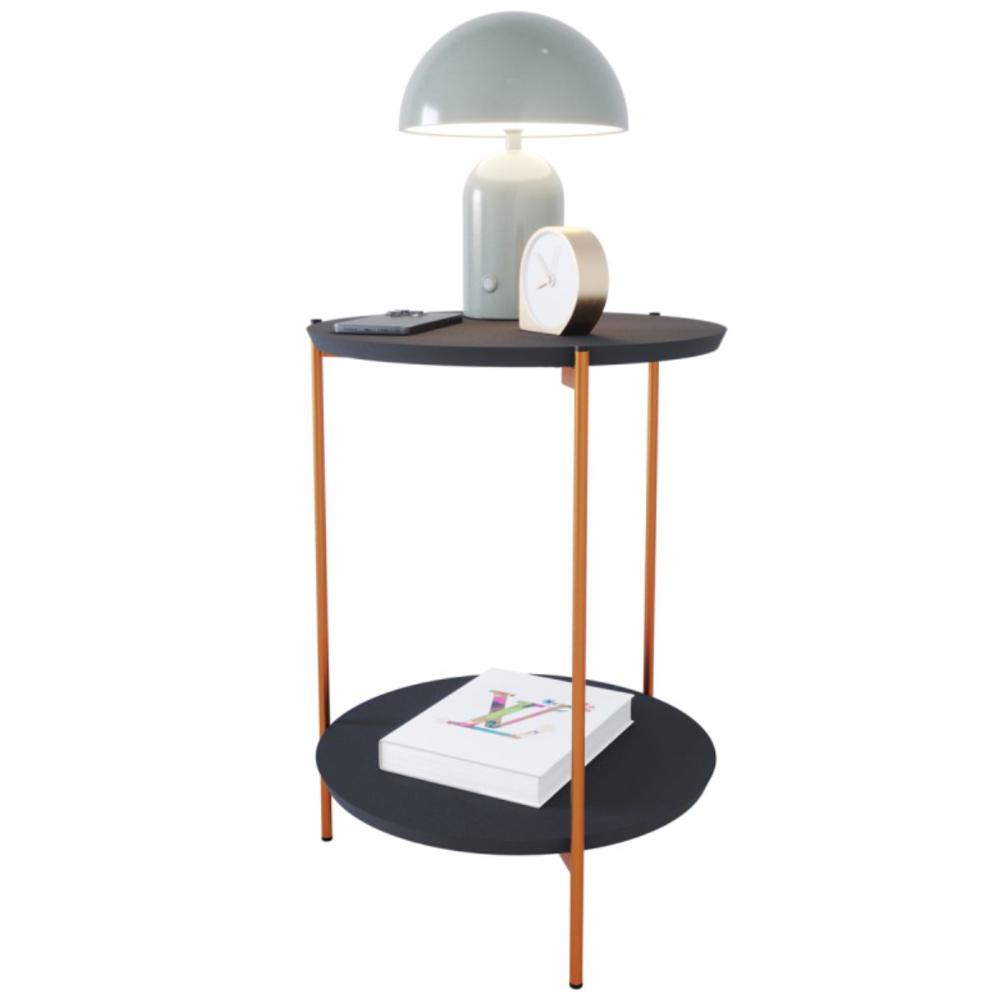 Mesa De Apoio Lateral Morada Preto/Bronze