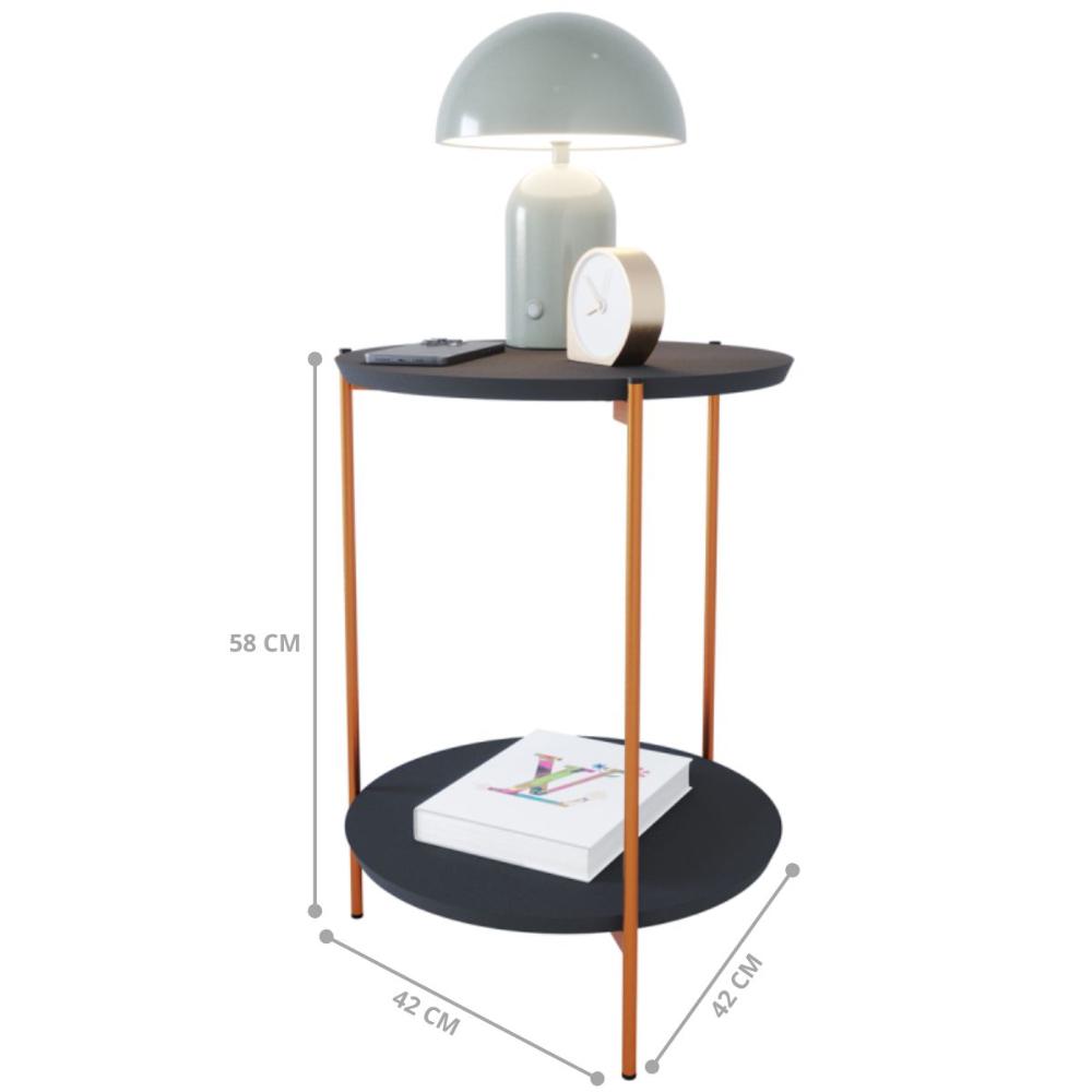 Mesa De Apoio Lateral Morada Preto/Bronze