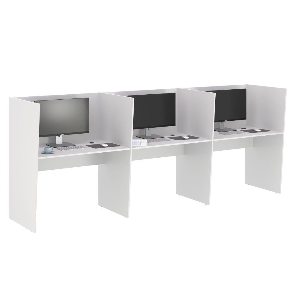 Mesa De Trabalho Call Center 3 Lugares Tripla Fechada - Azul