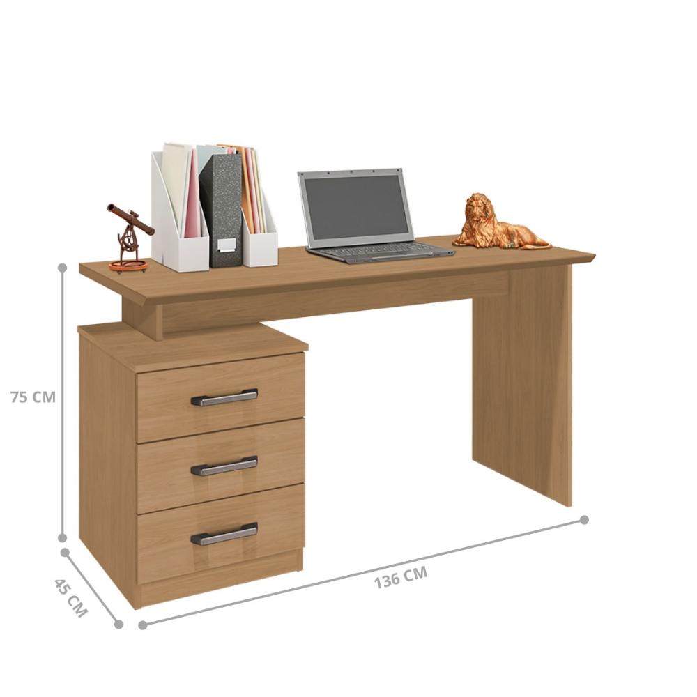 Mesa Escritório 3 Gavetas Brazzaville Nature