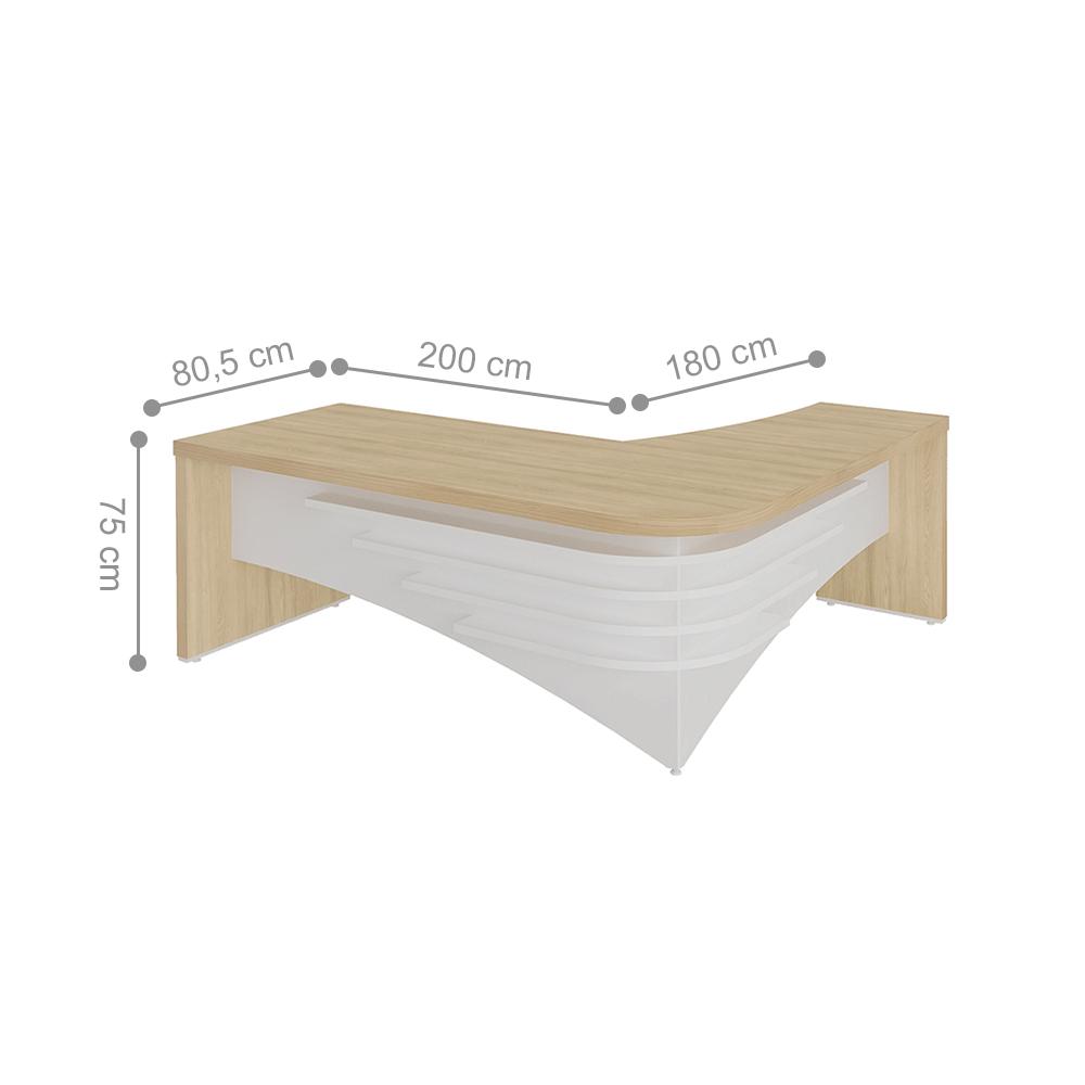 Mesa Executiva em L Galatina Carvalho Branco