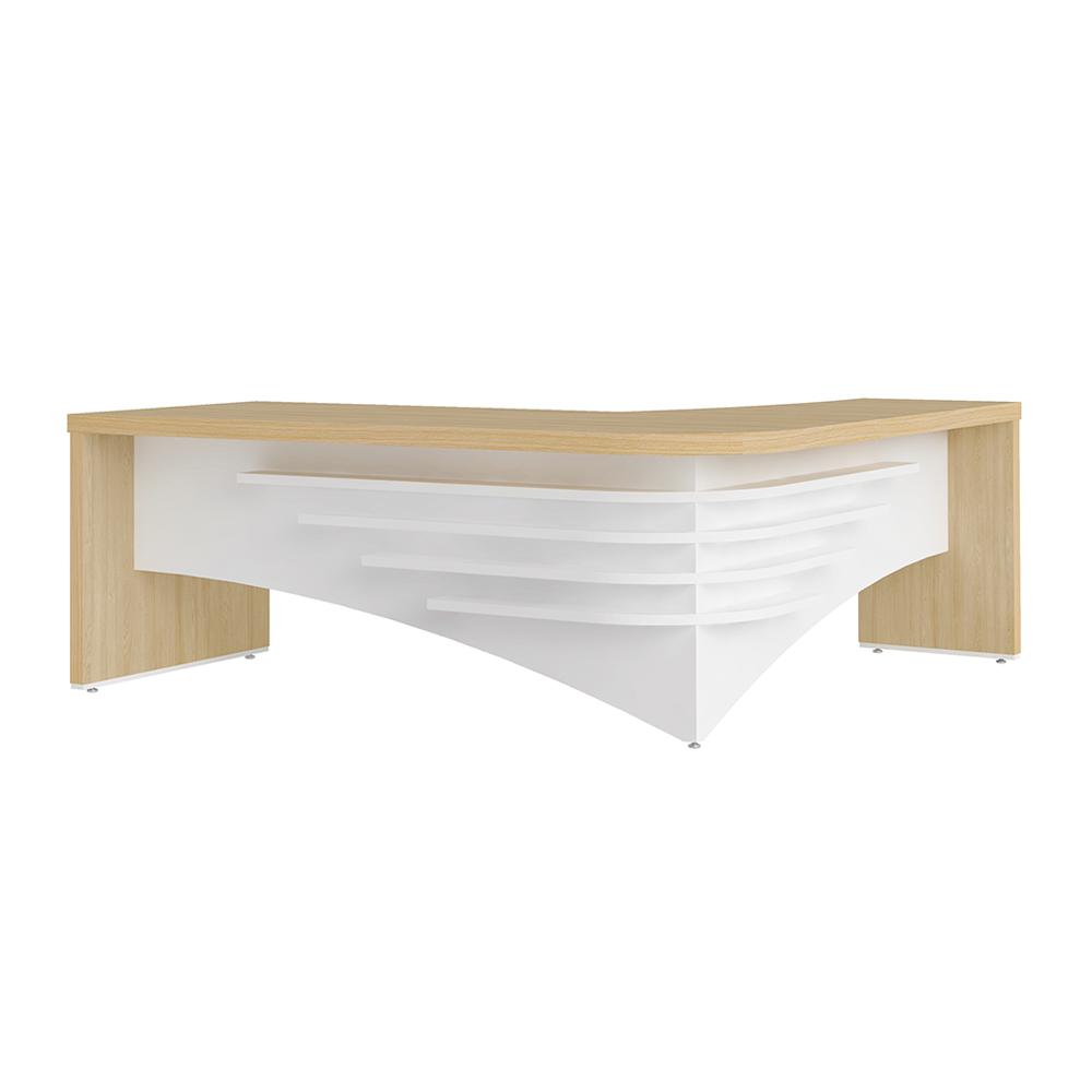 Mesa Executiva em L Galatina Carvalho Branco
