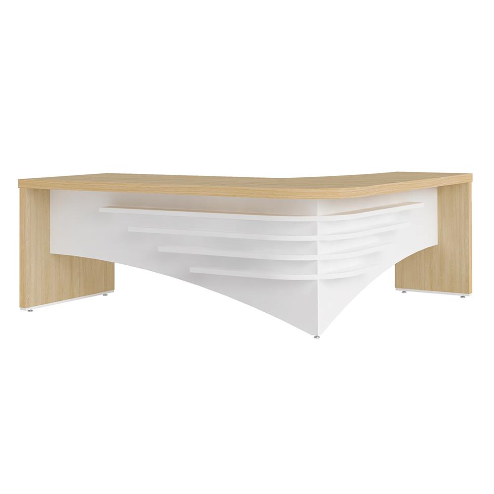 Mesa Executiva em L Galatina Carvalho Branco