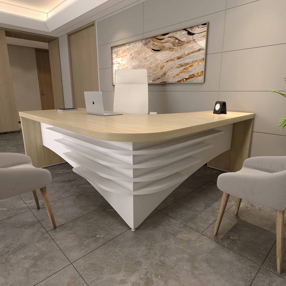 Mesa Executiva em L Galatina Carvalho Branco