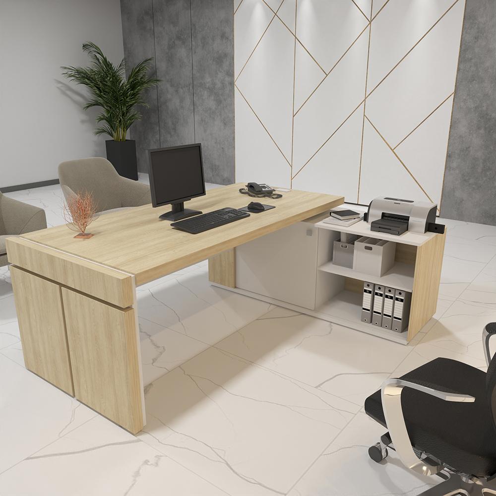 Mesa Executiva em L Giovinazzo Carvalho Branco