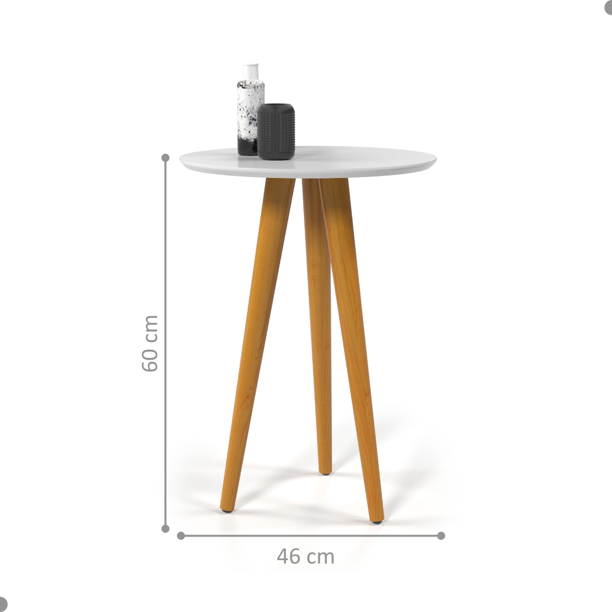 Mesa Lateral Oval para Sala Osaka Branco