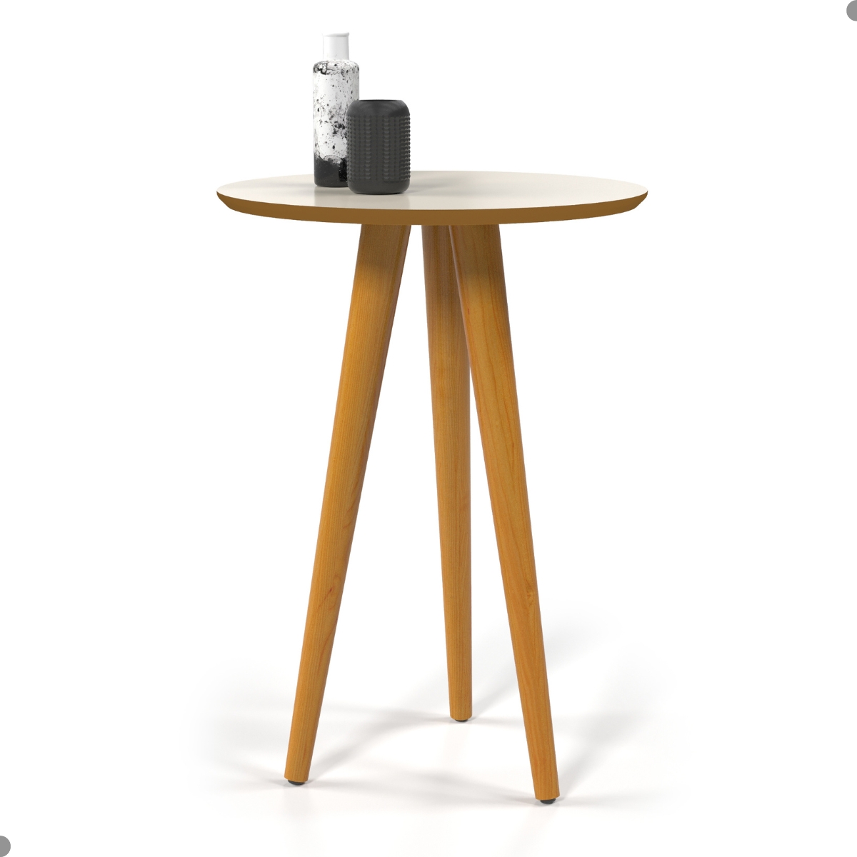 Mesa Lateral Oval para Sala Osaka Off White Freijo