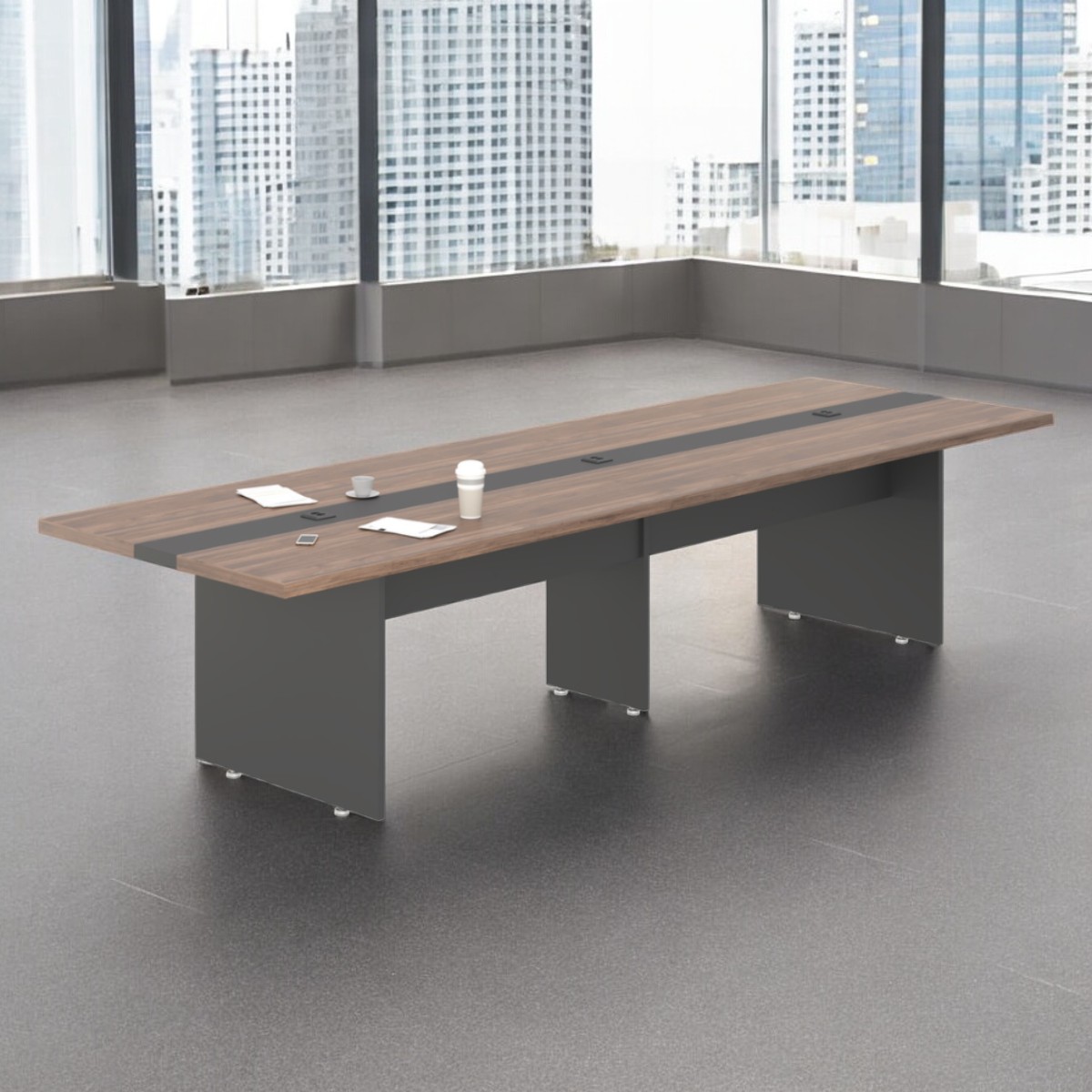 Mesa Para Sala de Reunião 3,60 M Berlim Noce Preto