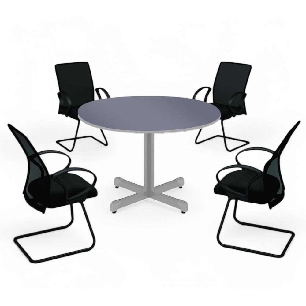 Mesa Redonda Para 4 Lugares Centro Madeira Reunião - Azul
