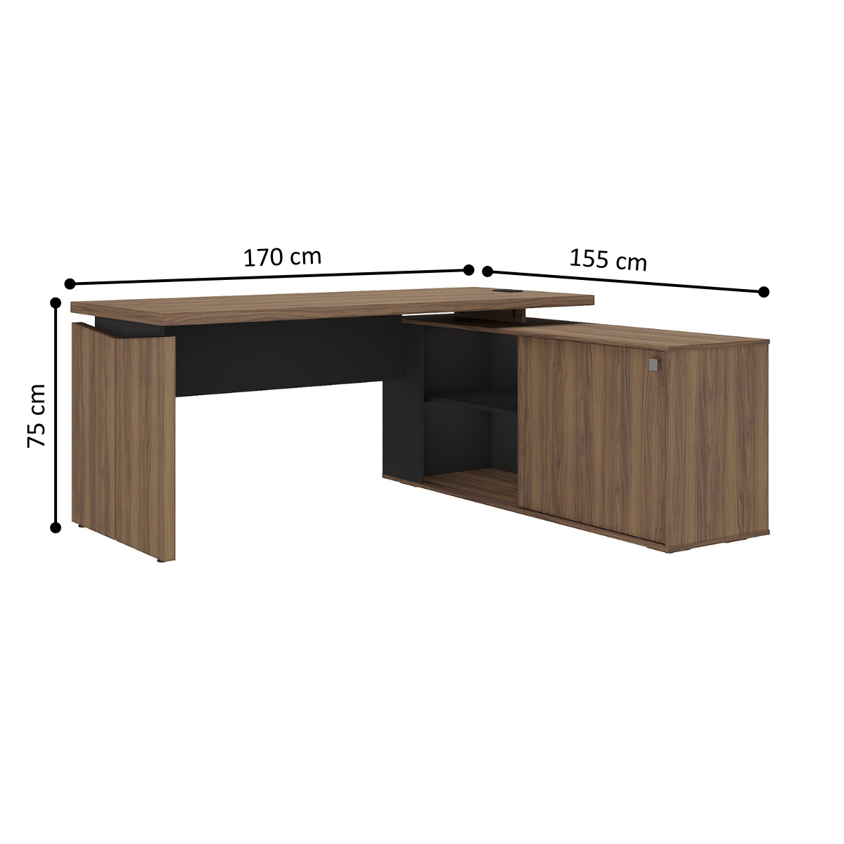 Mesa com 3 Nichos e Balcão Cuiabá Nogal Preto