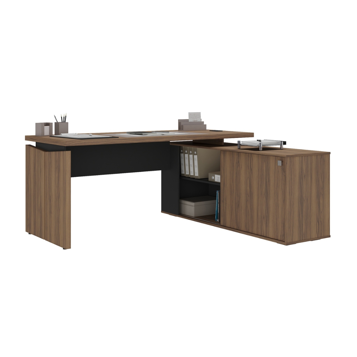 Mesa com 3 Nichos e Balcão Cuiabá Nogal Preto