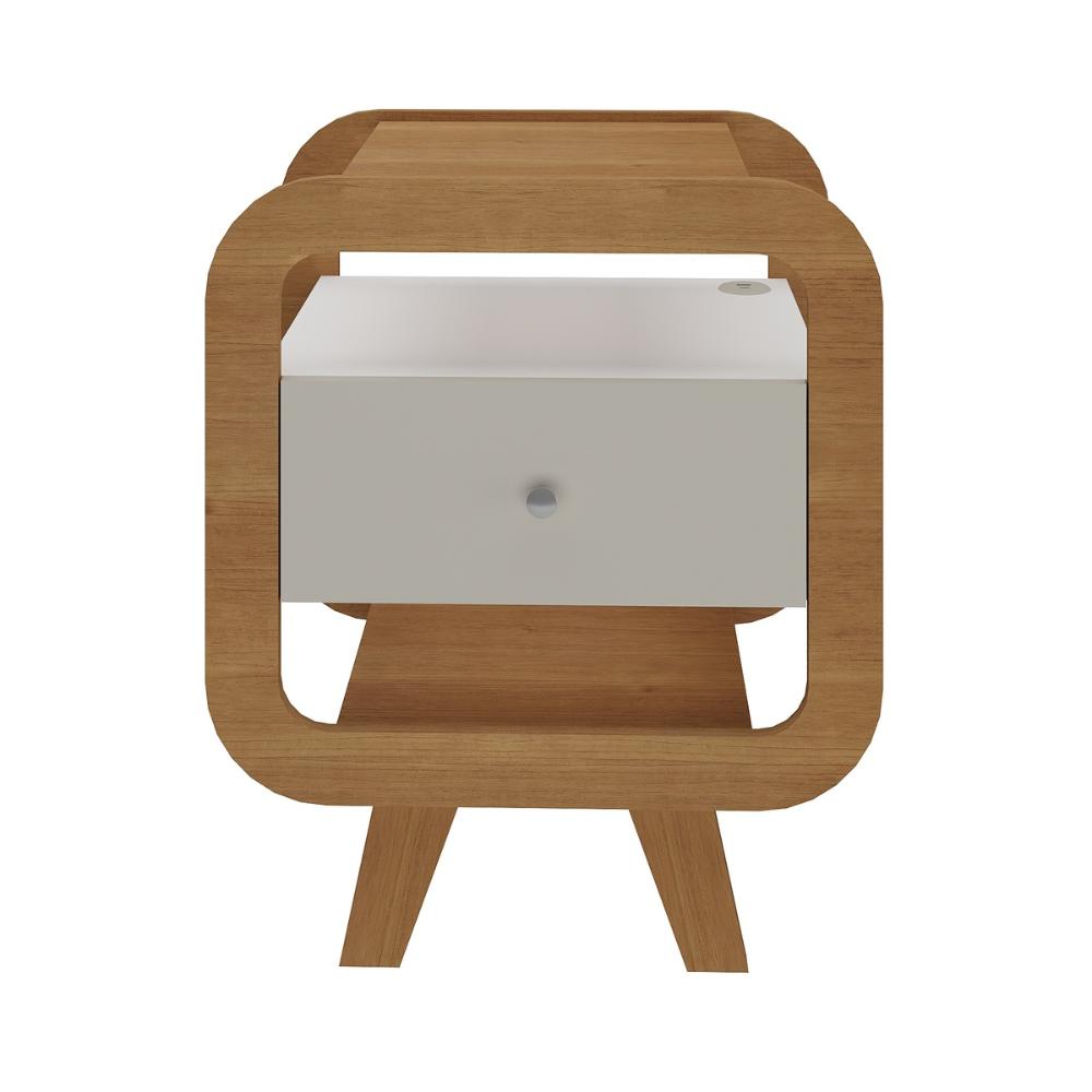 Mesa de Apoio Lyon com entrada USB Cinamomo/Off White