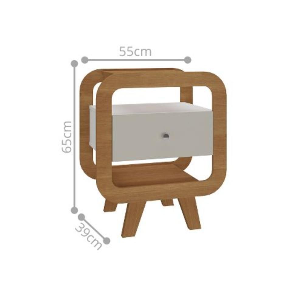 Mesa de Apoio Lyon com entrada USB Cinamomo/Off White