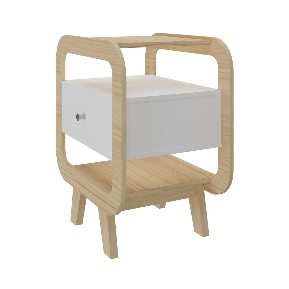 Mesa de Apoio Lyon com entrada USB Nature Branco