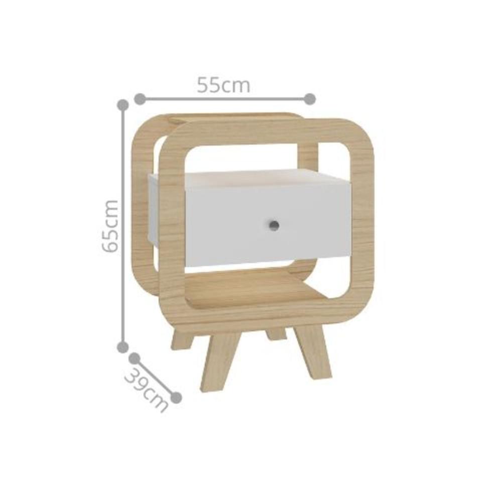 Mesa de Apoio Lyon com entrada USB Nature Branco