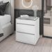 Mesa de Cabeceira 3 Gavetas Tampo de Vidro Taipei Branco 