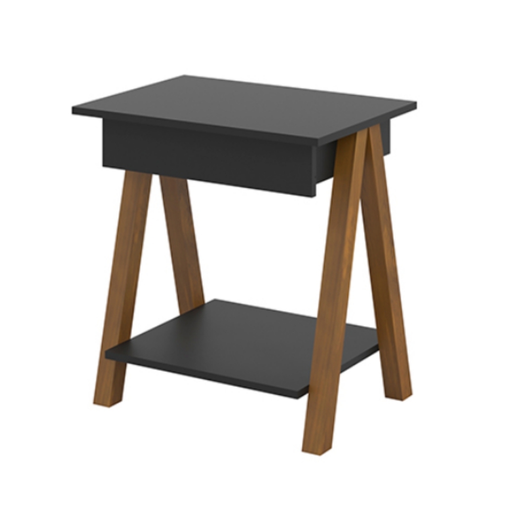 Mesa de Cabeceira com Gaveta Verona Amadeirado Preto
