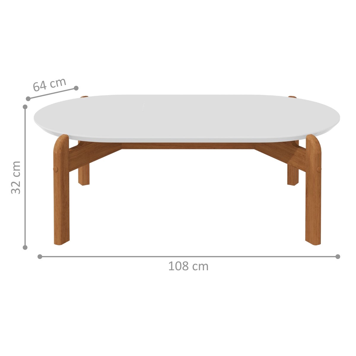 Mesa de Centro Oval Colombo Branco Cedro