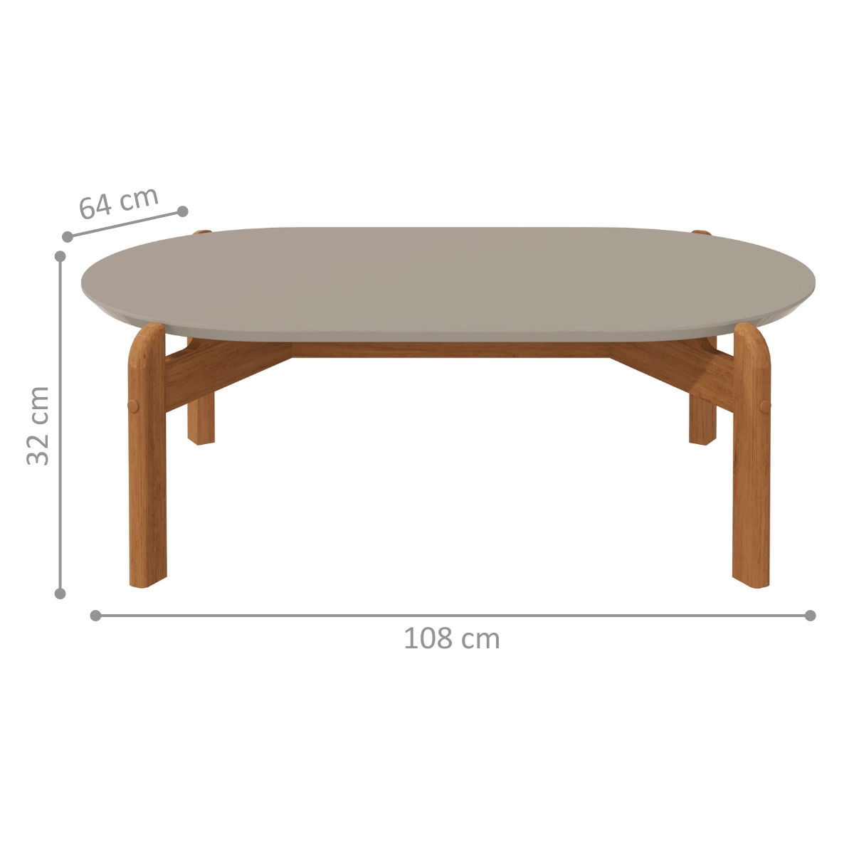 Mesa de Centro Oval Colombo Off White Cedro