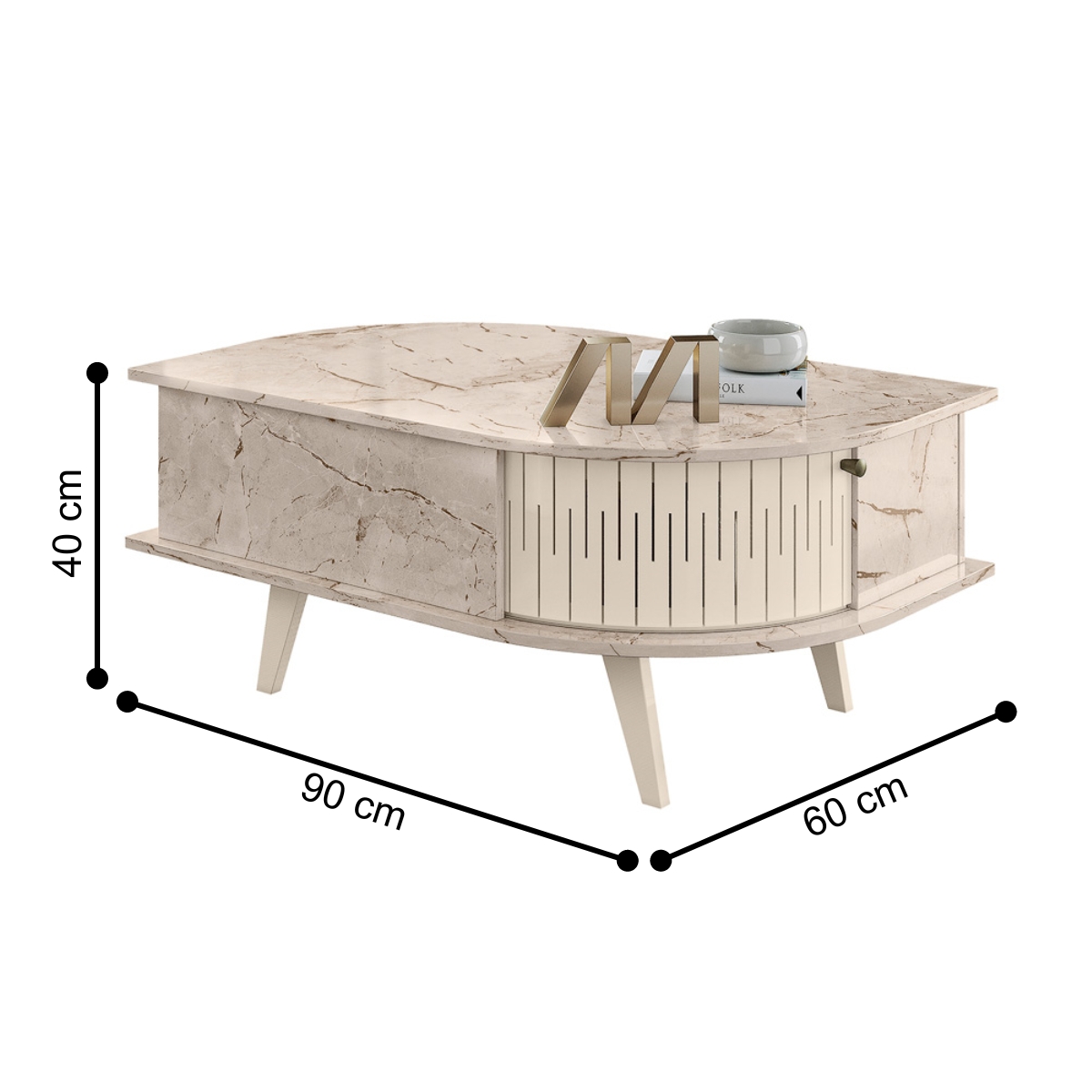 Mesa de Centro com 1 Porta Áquila Calacata Off White