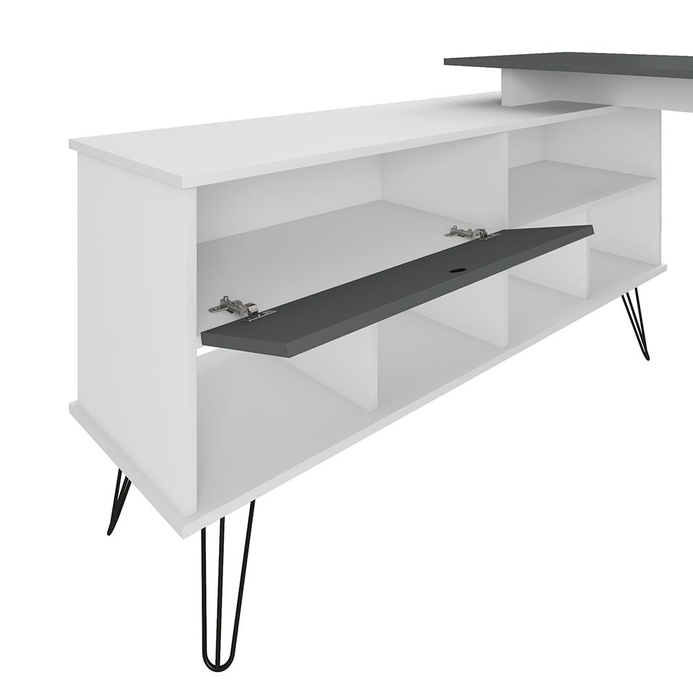 Mesa de Computador em L 1 Porta Colorado Branco Grafito