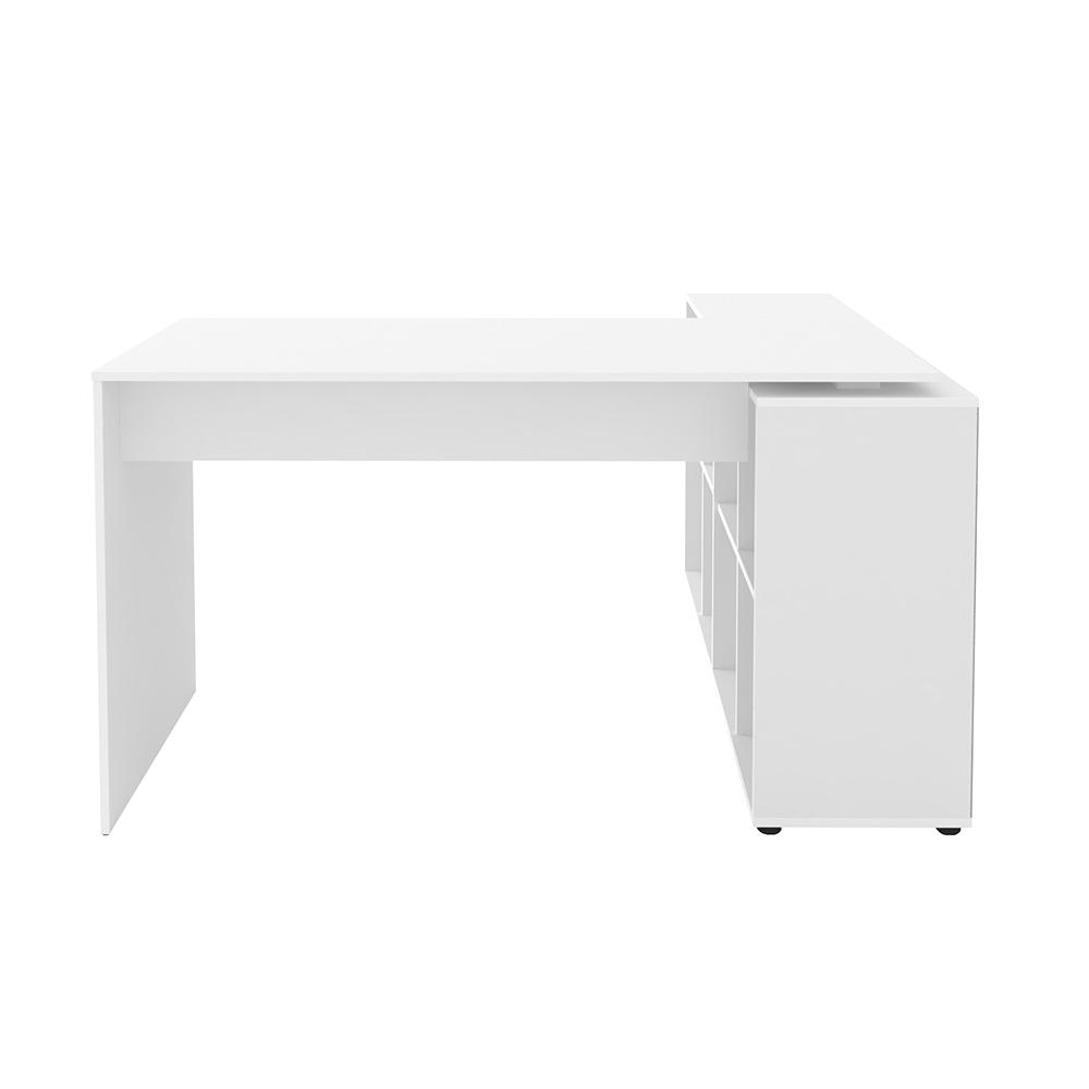 Mesa de Computador em L 8 Nichos Delaware Branco