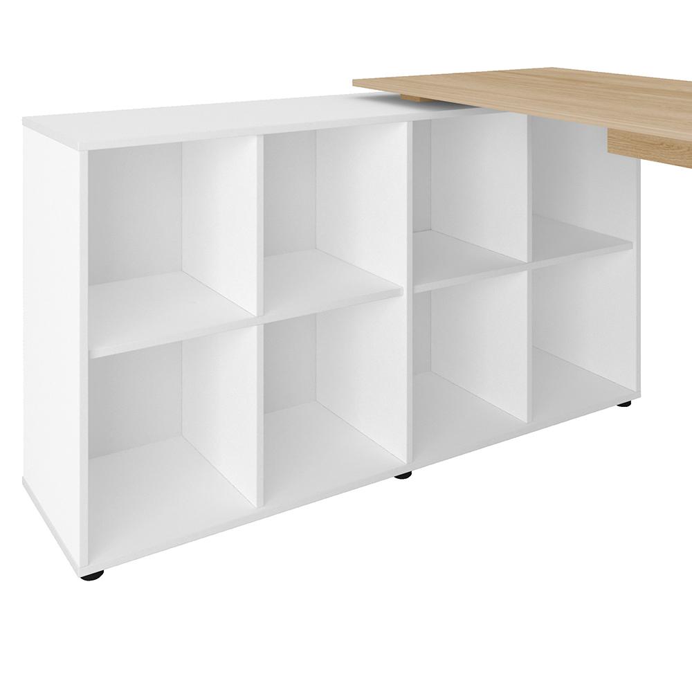 Mesa de Computador em L 8 Nichos Delaware Carvalho Branco