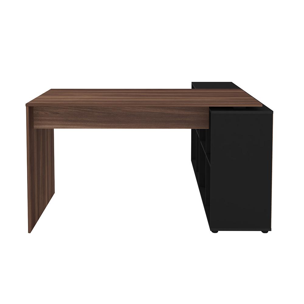 Mesa de Computador em L 8 Nichos Delaware Ipê Preto