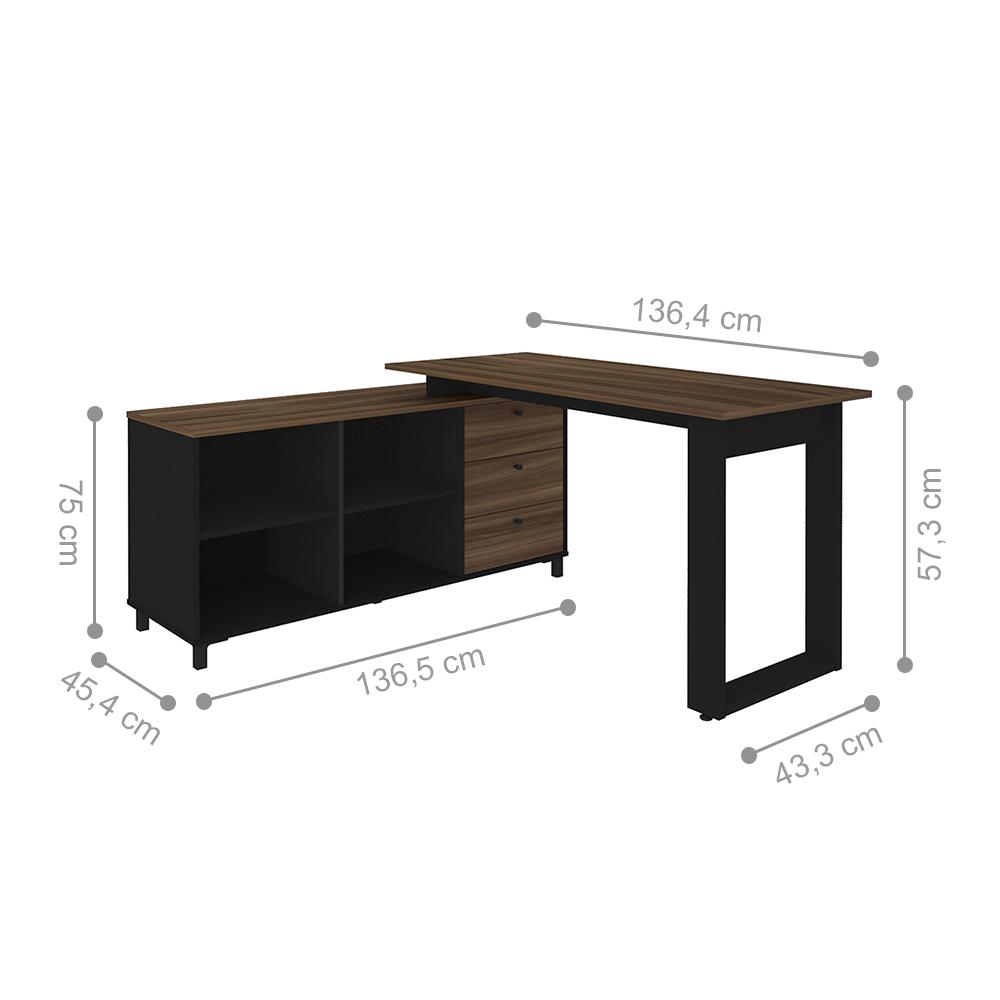 Mesa de Computador em L Barcelona Ipê Preto