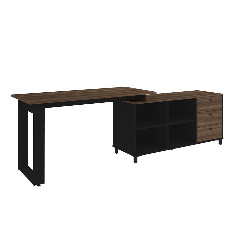 Mesa de Computador em L Barcelona Ipê Preto