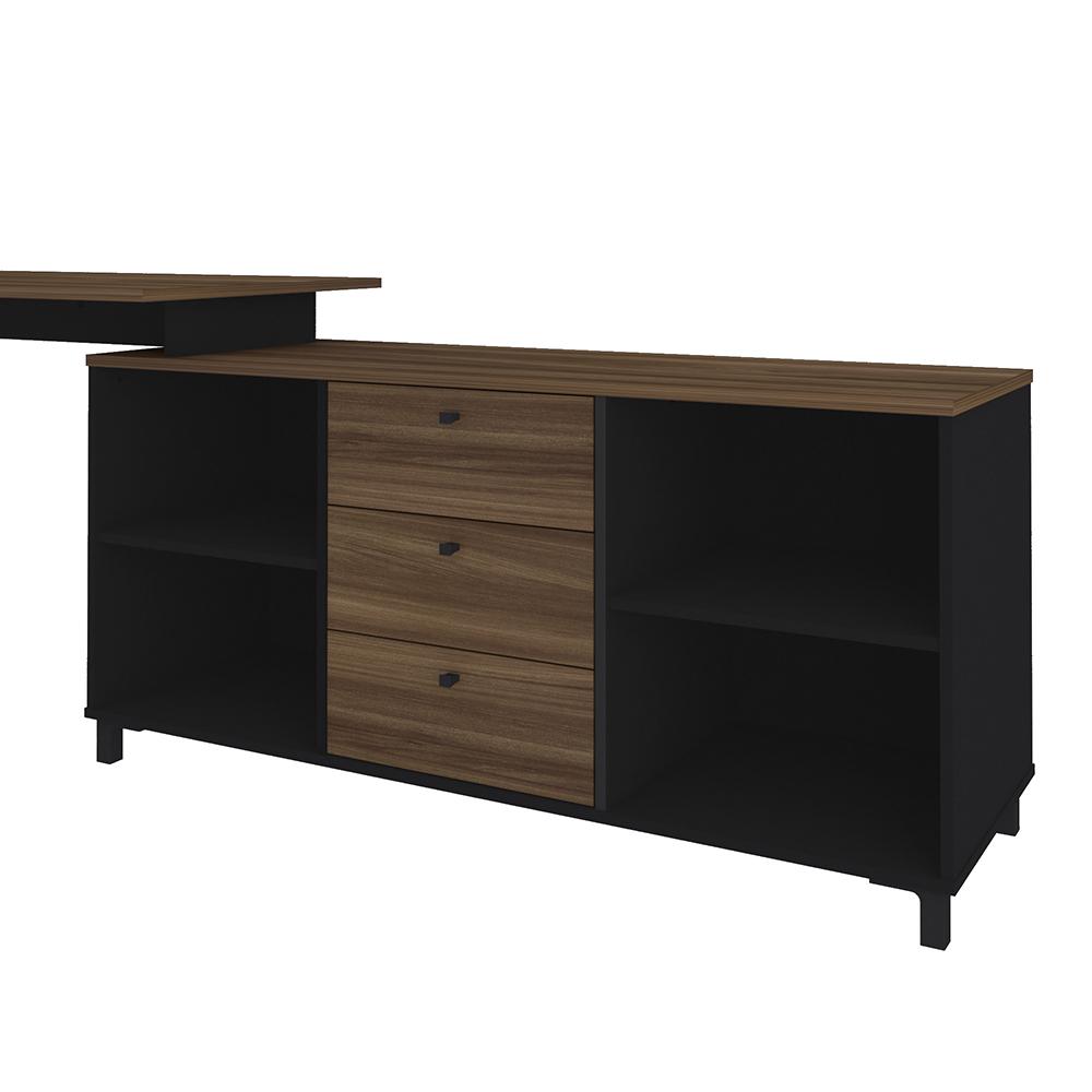 Mesa de Computador em L Barcelona Ipê Preto