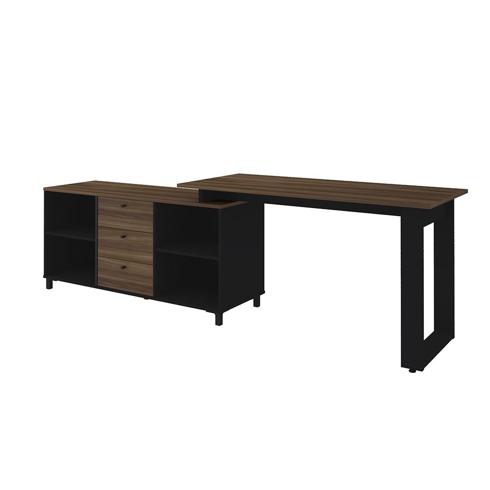 Mesa de Computador em L Barcelona Ipê Preto