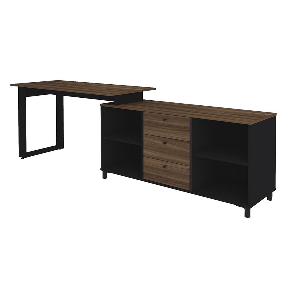 Mesa de Computador em L Barcelona Ipê Preto