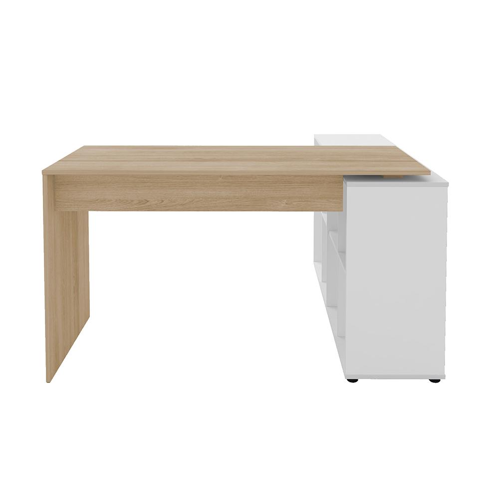 Mesa de Escritório em L 8 Nichos Dakota Carvalho Branco