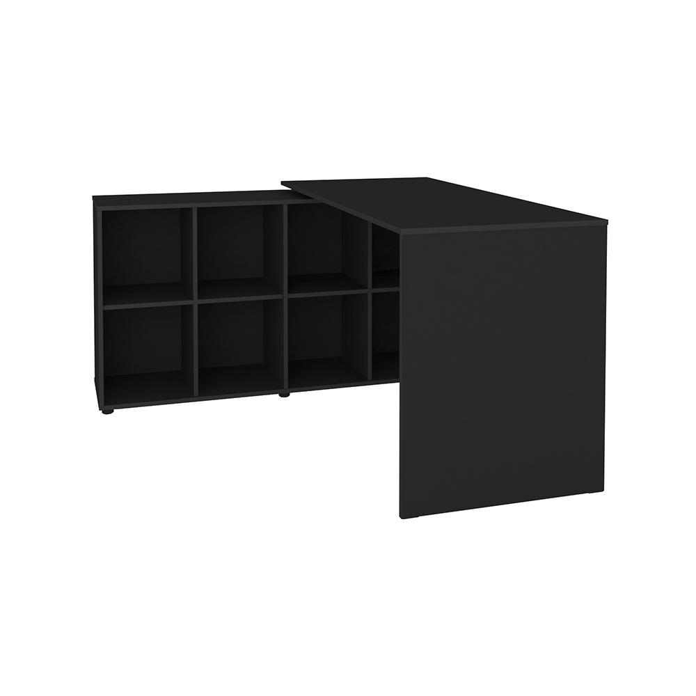 Mesa de Escritório em L 8 Nichos Dakota Preto