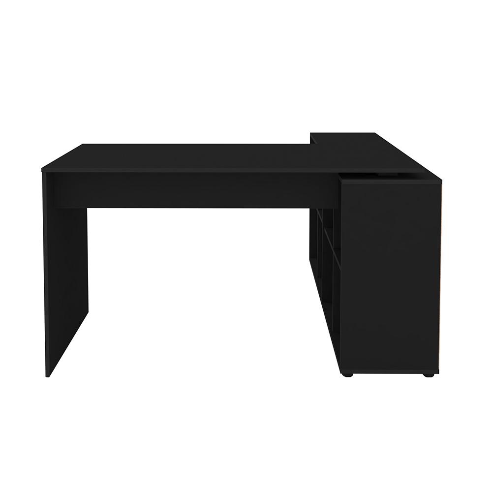 Mesa de Escritório em L 8 Nichos Dakota Preto