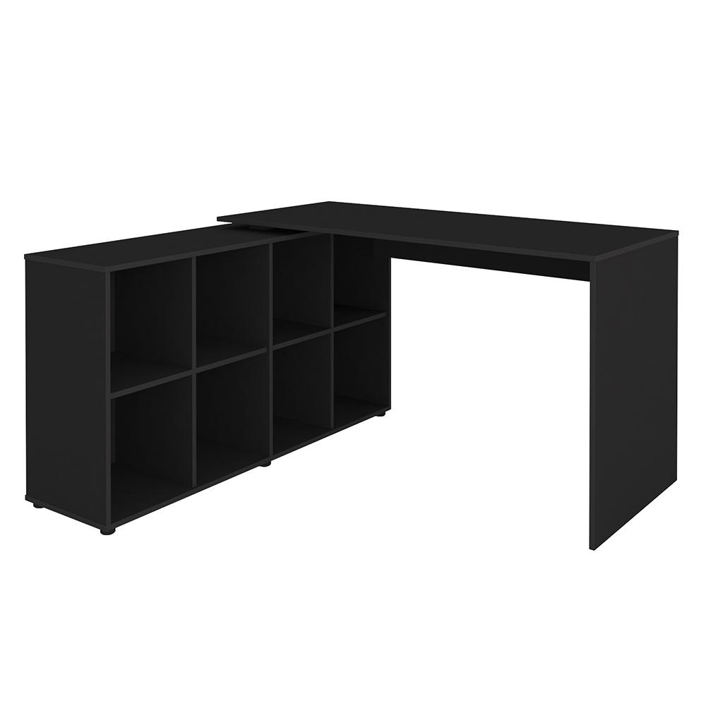 Mesa de Escritório em L 8 Nichos Dakota Preto