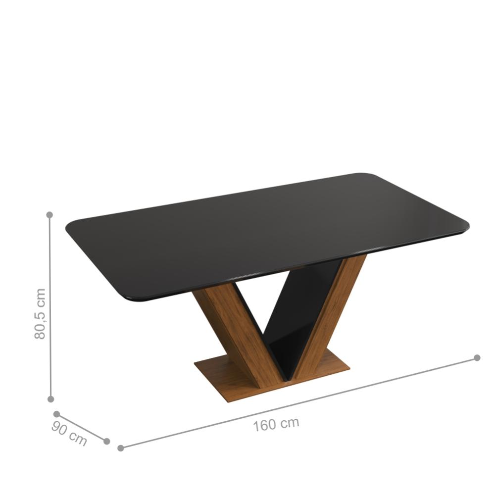 Mesa de Jantar 4 Lugares Curry Freijó Preto Brilho